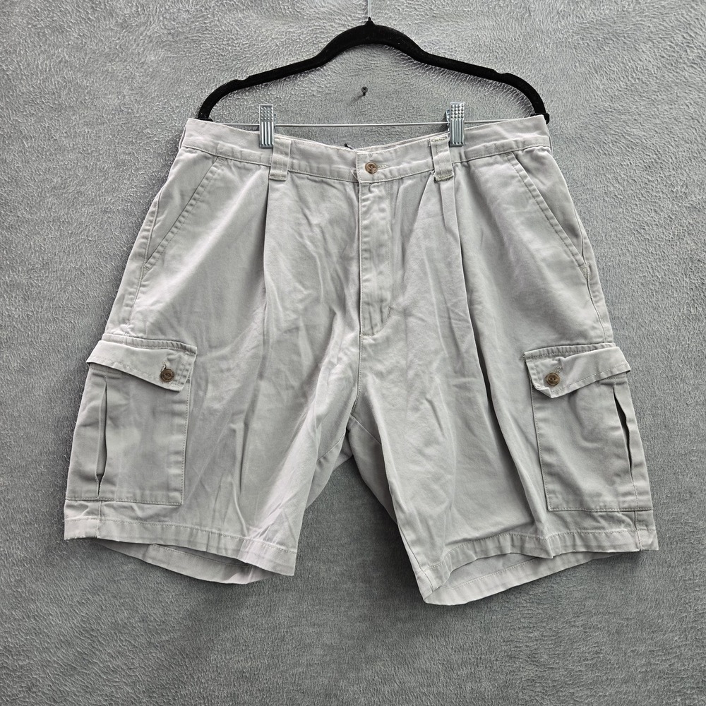 Chaps Ralph Lauren Men Shorts 36 Gray Cargo Shorts Twill 61160 Button Pleated